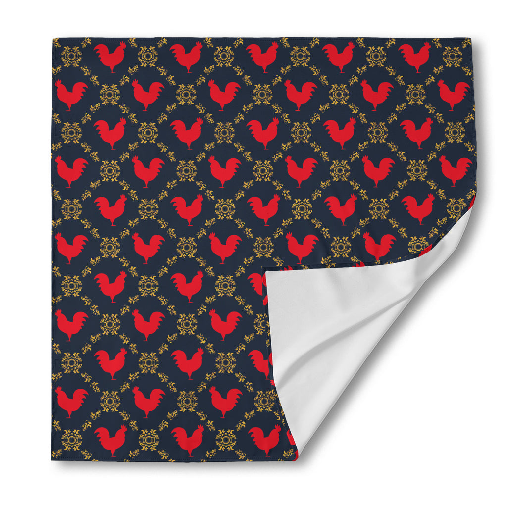 Red Rooster Pattern Print Silk Bandana