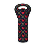 Red Rooster Pattern Print Single Neoprene Wine Tote