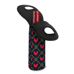 Red Rooster Pattern Print Single Neoprene Wine Tote
