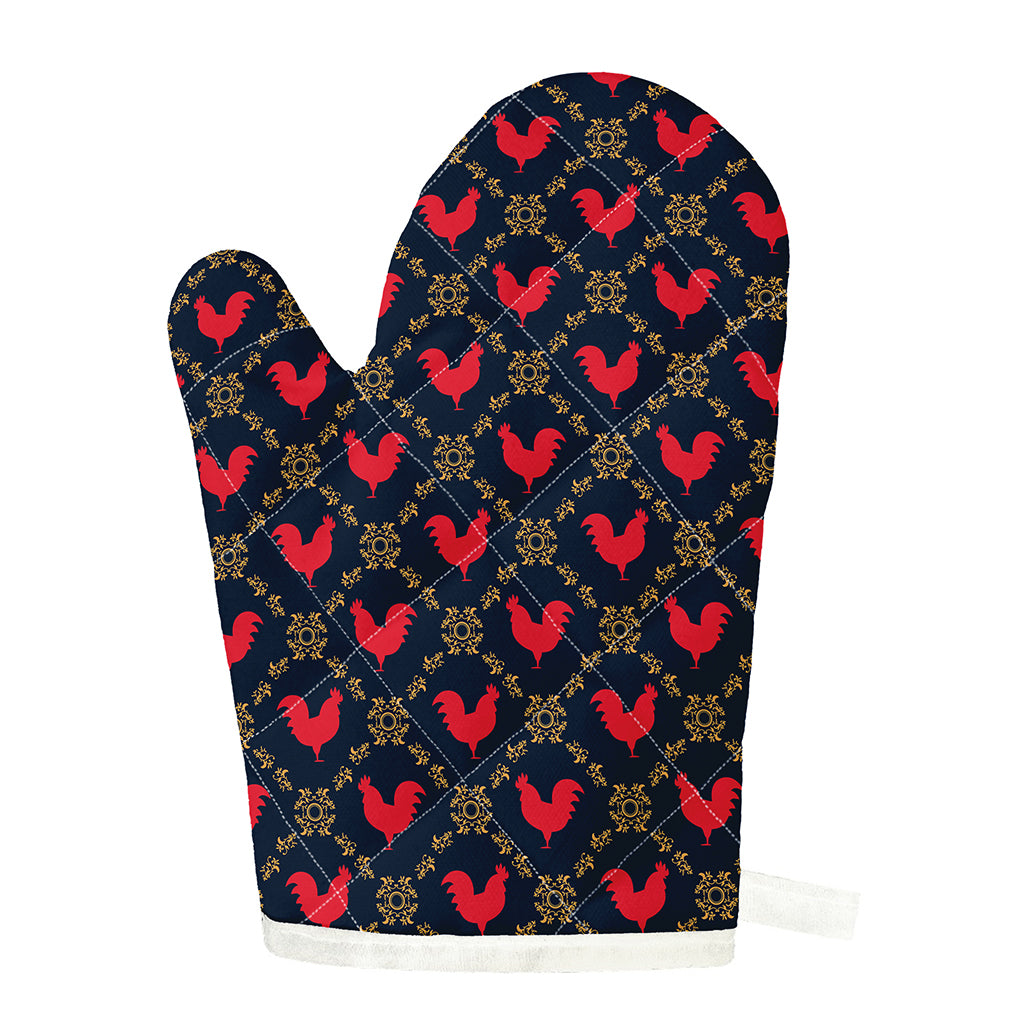Red Rooster Pattern Print Single Oven Mitt