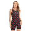 Red Rooster Pattern Print Sleeveless One Piece Swimsuit