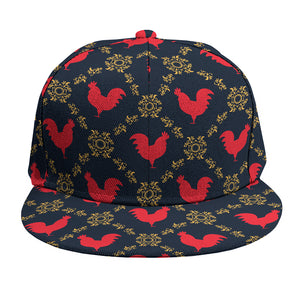 Red Rooster Pattern Print Snapback Cap