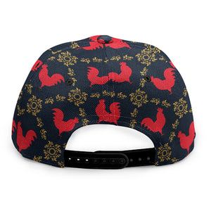 Red Rooster Pattern Print Snapback Cap