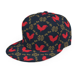 Red Rooster Pattern Print Snapback Cap