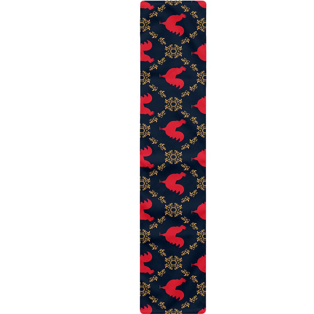 Red Rooster Pattern Print Table Runner