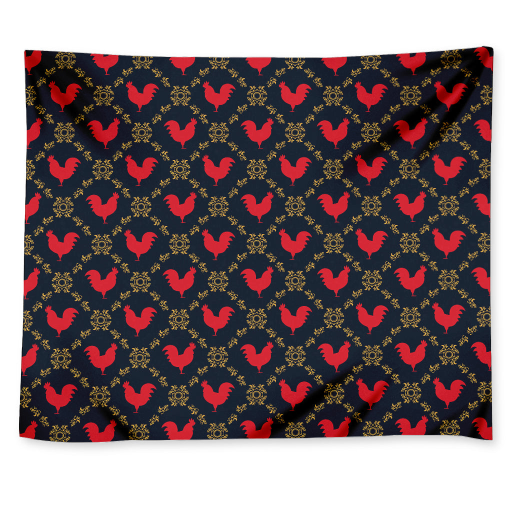 Red Rooster Pattern Print Tapestry