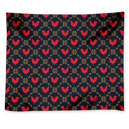 Red Rooster Pattern Print Tapestry
