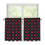 Red Rooster Pattern Print Tier Curtains
