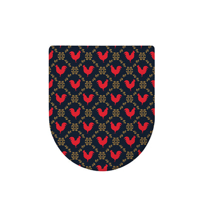 Red Rooster Pattern Print Toilet Lid Cover
