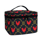 Red Rooster Pattern Print Travel Makeup Bag
