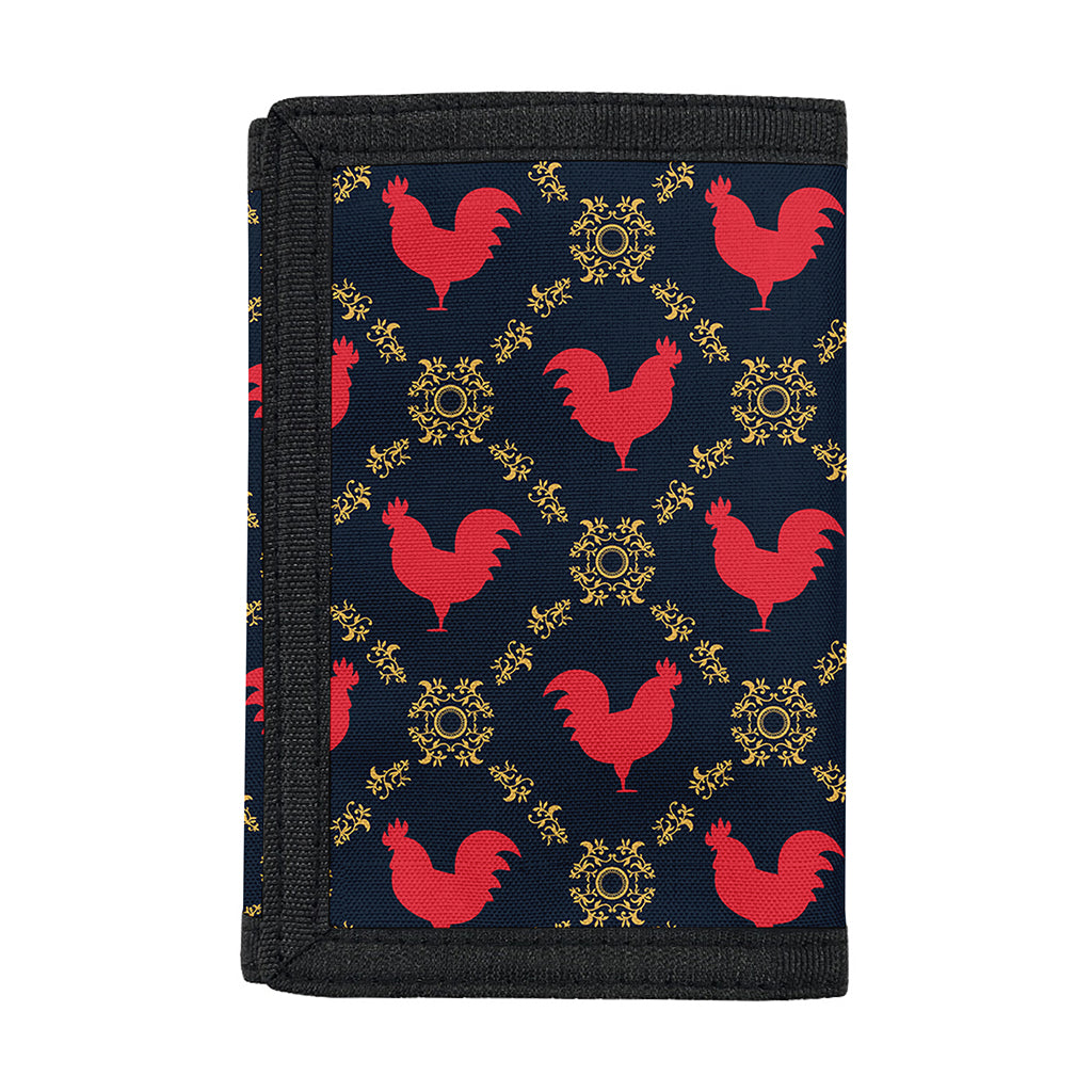 Red Rooster Pattern Print Trifold Wallet