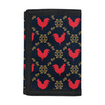 Red Rooster Pattern Print Trifold Wallet