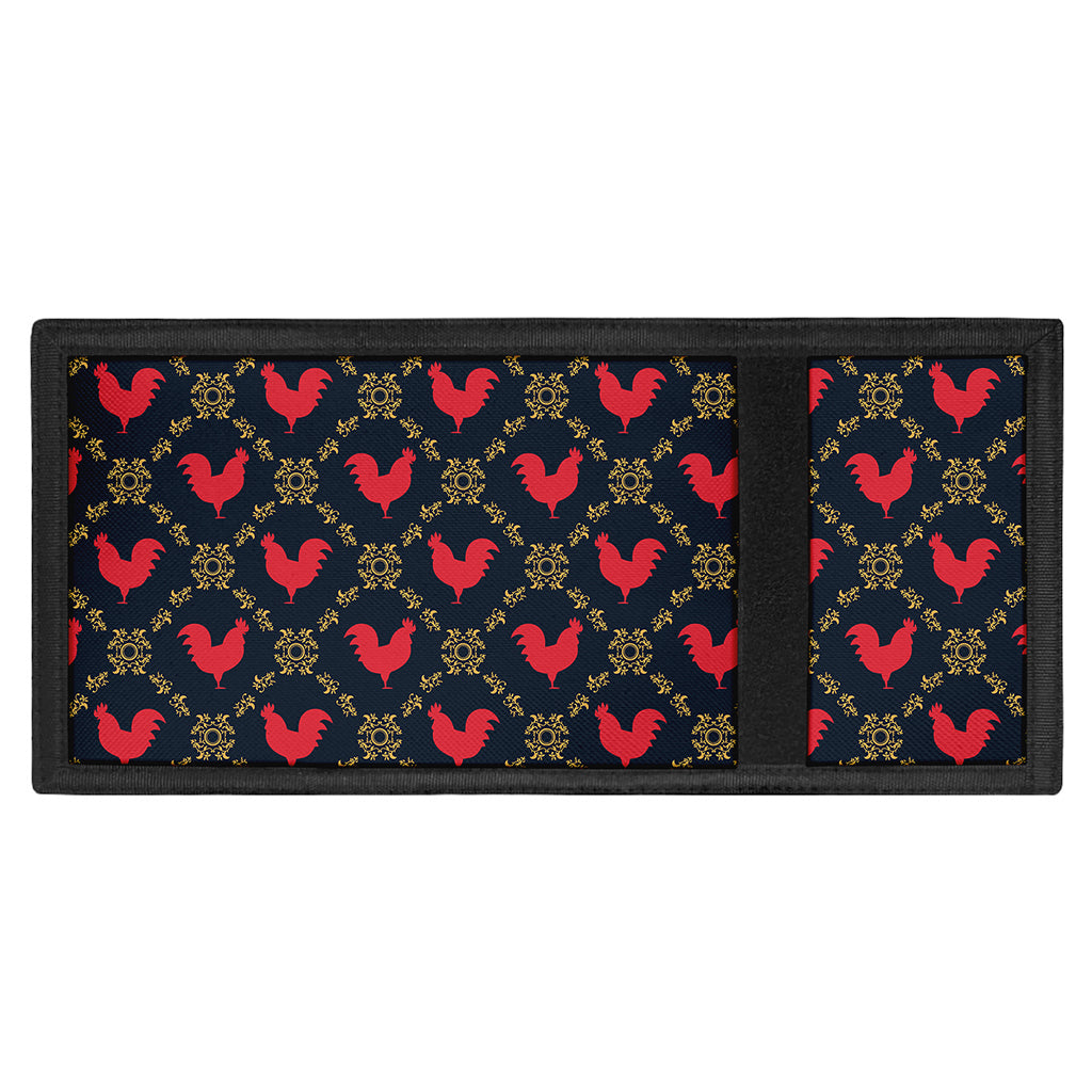 Red Rooster Pattern Print Trifold Wallet