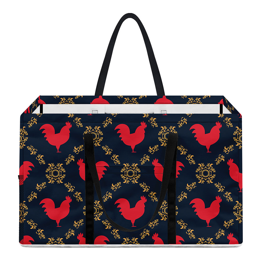 Red Rooster Pattern Print Utility Tote Bag