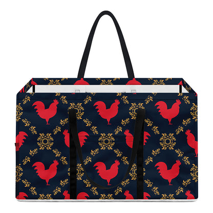 Red Rooster Pattern Print Utility Tote Bag