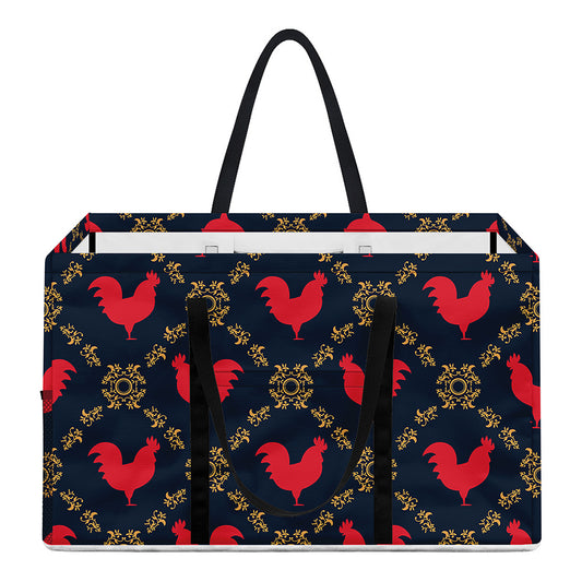 Red Rooster Pattern Print Utility Tote Bag