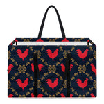 Red Rooster Pattern Print Utility Tote Bag