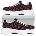 Red Rooster Pattern Print White Chunky Shoes