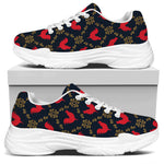 Red Rooster Pattern Print White Chunky Shoes