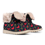Red Rooster Pattern Print Winter Boots