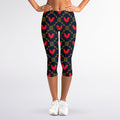Red Rooster Pattern Print Women's Capri Leggings