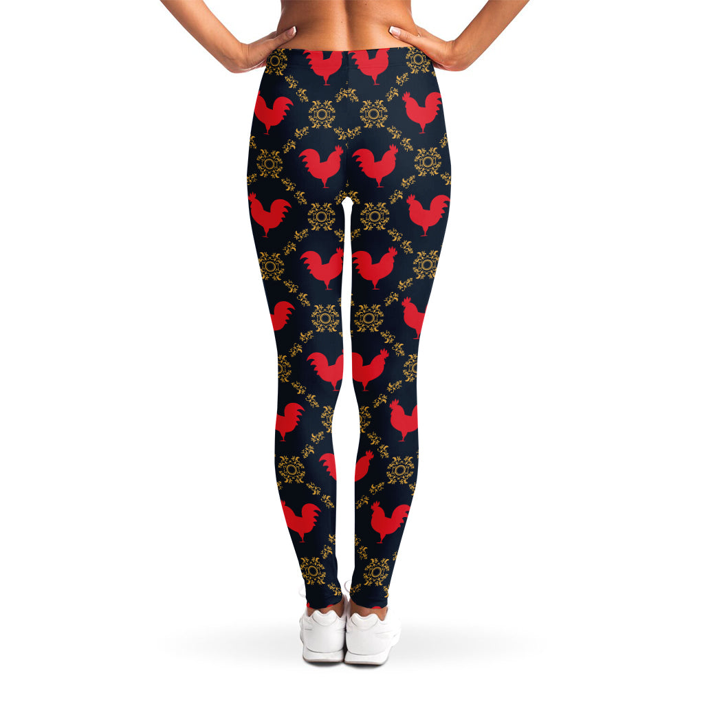 Red Rooster Pattern Print Women's Leggings