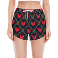 Red Rooster Pattern Print Women's Split Running Shorts