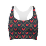 Red Rooster Pattern Print Women's Sports Bra