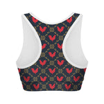 Red Rooster Pattern Print Women's Sports Bra