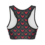Red Rooster Pattern Print Women's Sports Bra