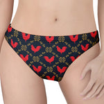 Red Rooster Pattern Print Women's Thong