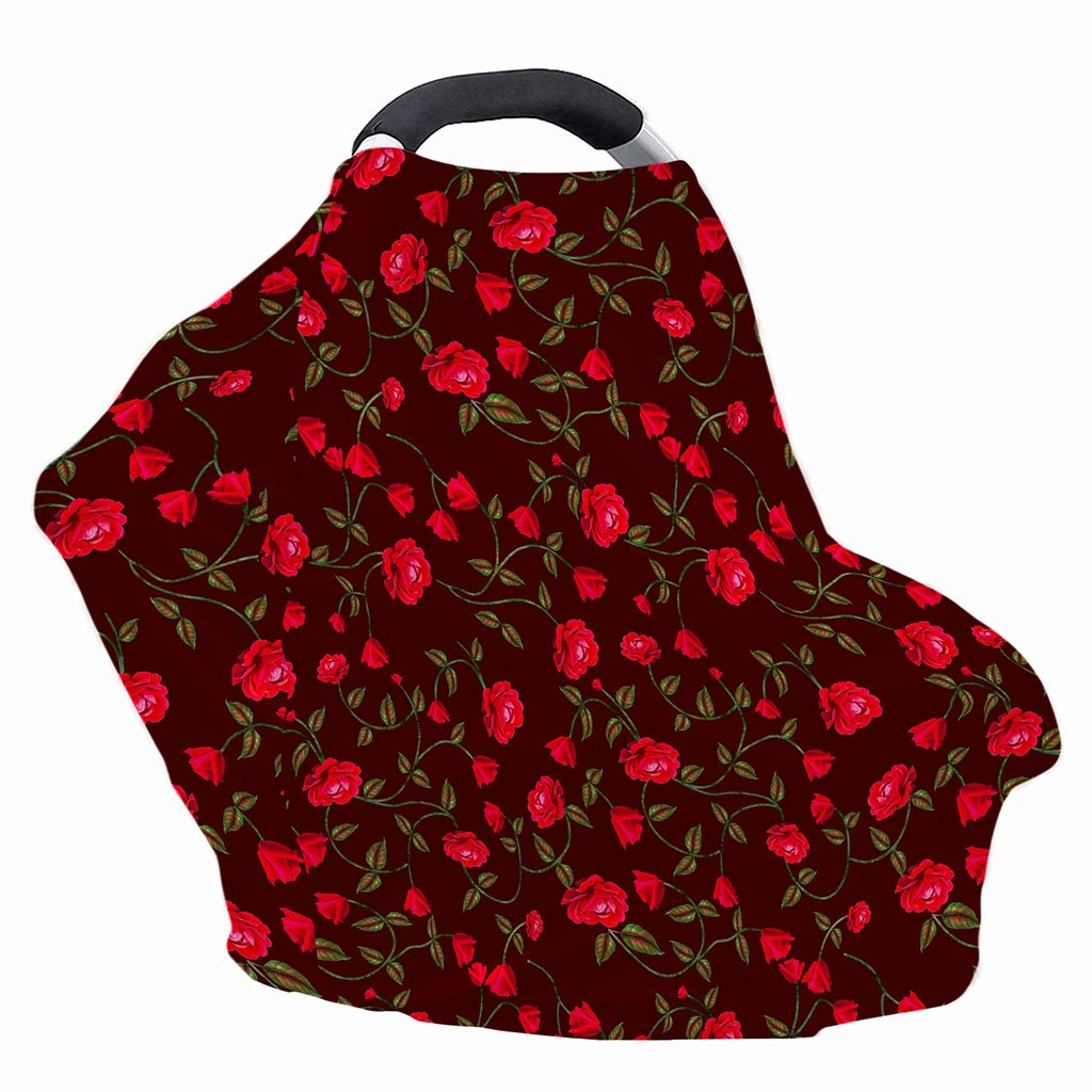Red Rose Floral Flower Pattern Print Baby Seat Cover