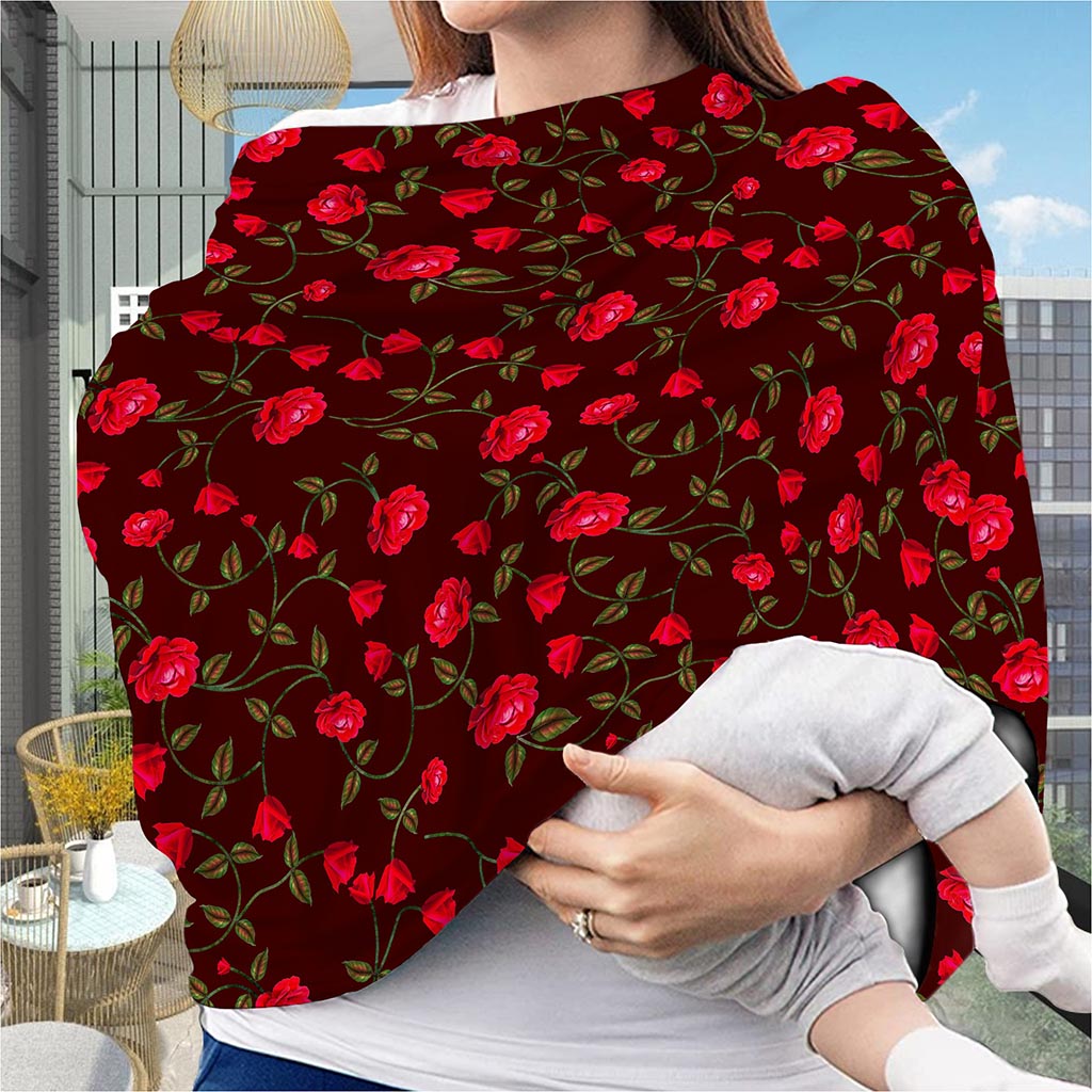 Red Rose Floral Flower Pattern Print Baby Seat Cover