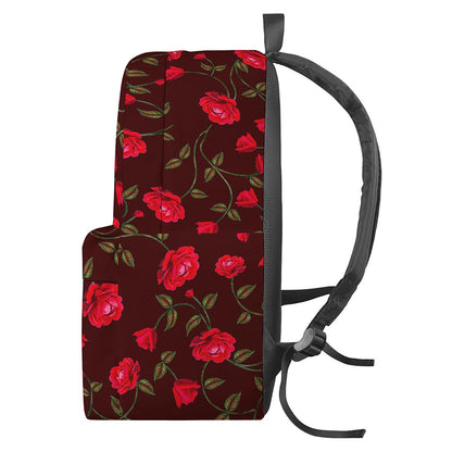 Red Rose Floral Flower Pattern Print Backpack