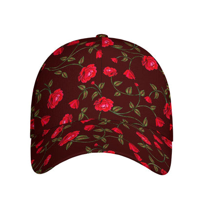 Red Rose Floral Flower Pattern Print Baseball Cap