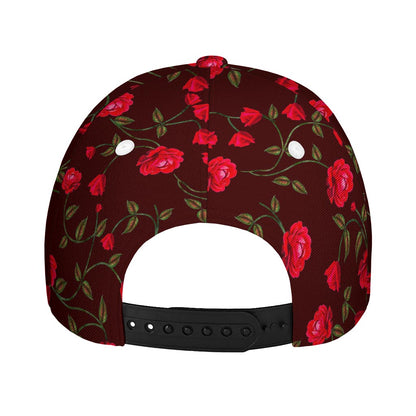 Red Rose Floral Flower Pattern Print Baseball Cap