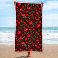 Red Rose Floral Flower Pattern Print Beach Towel