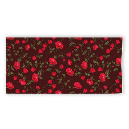 Red Rose Floral Flower Pattern Print Beach Towel
