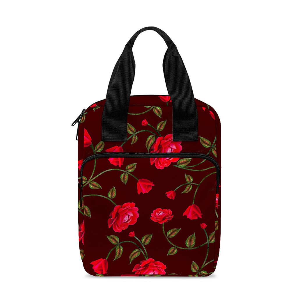Red Rose Floral Flower Pattern Print Bible Tote Bag