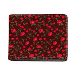 Red Rose Floral Flower Pattern Print Bifold Wallet
