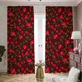 Red Rose Floral Flower Pattern Print Dimout Pencil Pleat Curtains