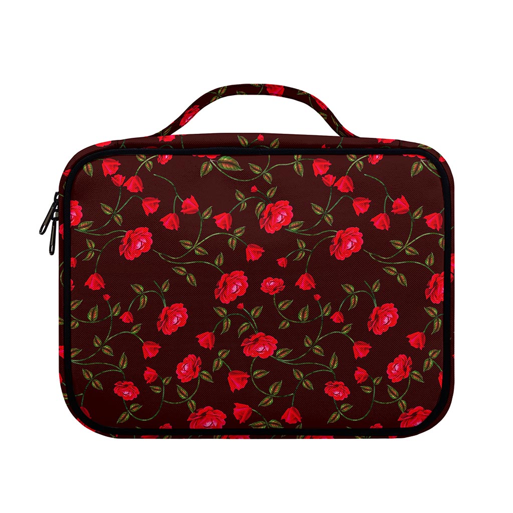 Red Rose Floral Flower Pattern Print Briefcase Bible Bag