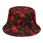 Red Rose Floral Flower Pattern Print Bucket Hat