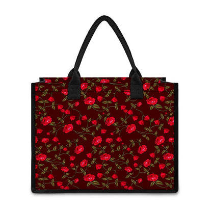 Red Rose Floral Flower Pattern Print Canvas Tote Bag