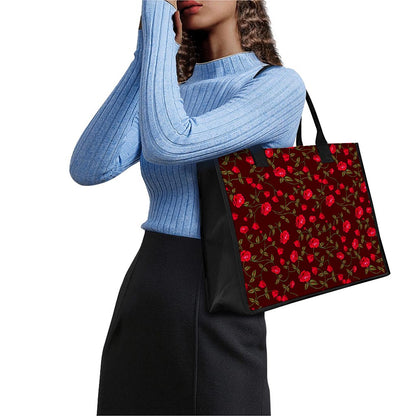 Red Rose Floral Flower Pattern Print Canvas Tote Bag