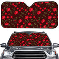 Red Rose Floral Flower Pattern Print Car Windshield Sun Shade
