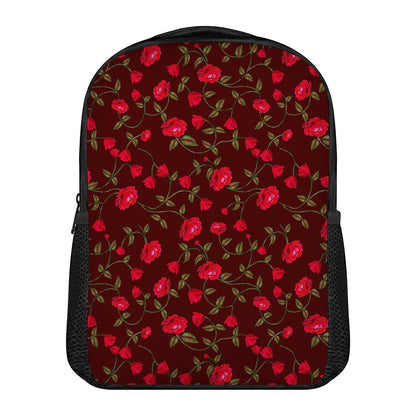 Red Rose Floral Flower Pattern Print Casual Backpack