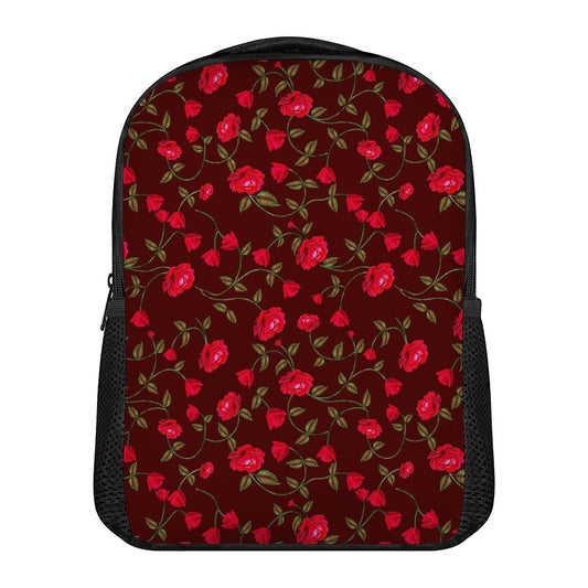 Red Rose Floral Flower Pattern Print Casual Backpack