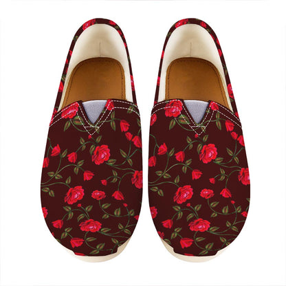 Red Rose Floral Flower Pattern Print Casual Shoes