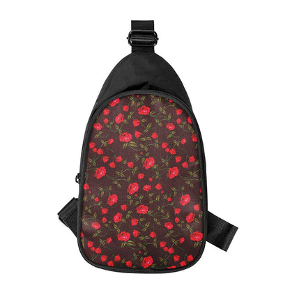 Red Rose Floral Flower Pattern Print Chest Bag